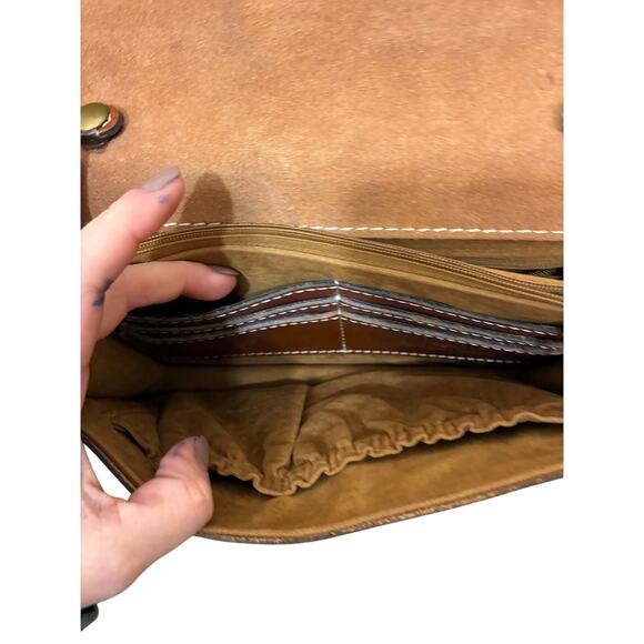 Patricia Nash Lanza Crossbody Organizer Heritage Leather Brown EUC Preppy Boho - Picture 5 of 9